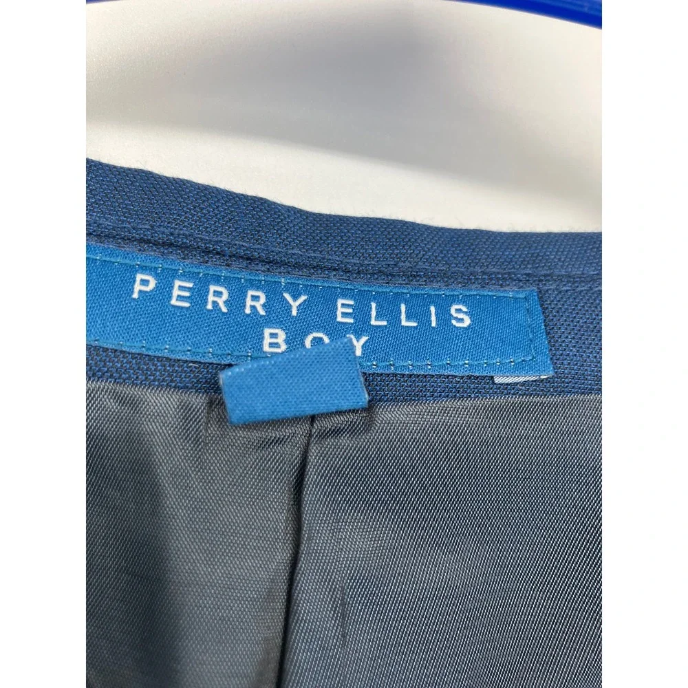 Perry Ellis Boys Blue Two Button Single Breasted Blazer Suit Jacket Size 14 NWT